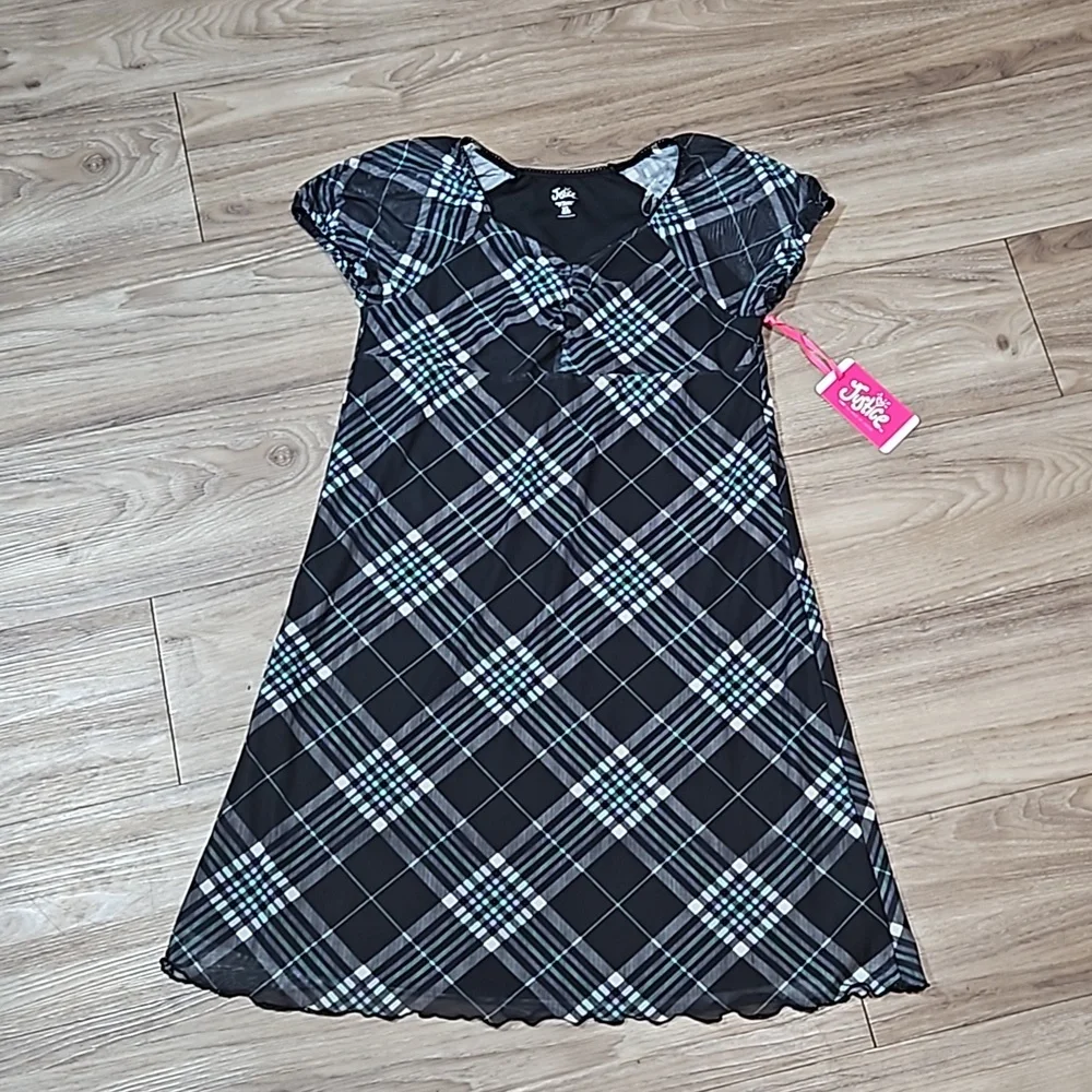 Justice Short Sleeve Dress With Built-in Slip Girls XL 16/18 New With Tags